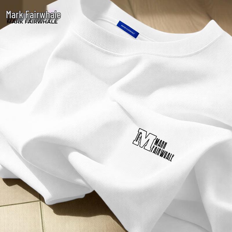 MARK FAIRWHALE Men s Letter Print Heavyweight Cotton Long Sleeve T-Shirt 5XL