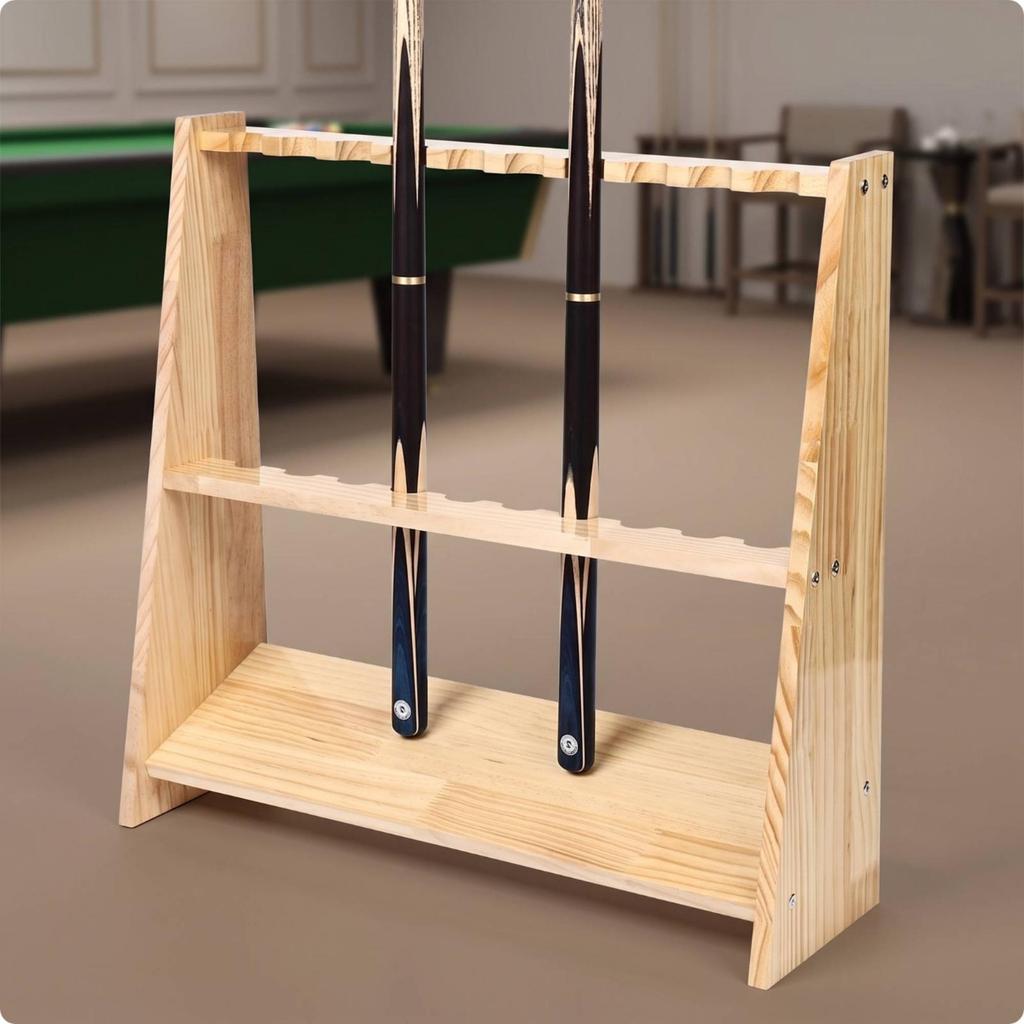 Trapezoid Cue Rack Organized Freestanding Pool Stick Holder Sturdy for Game Room