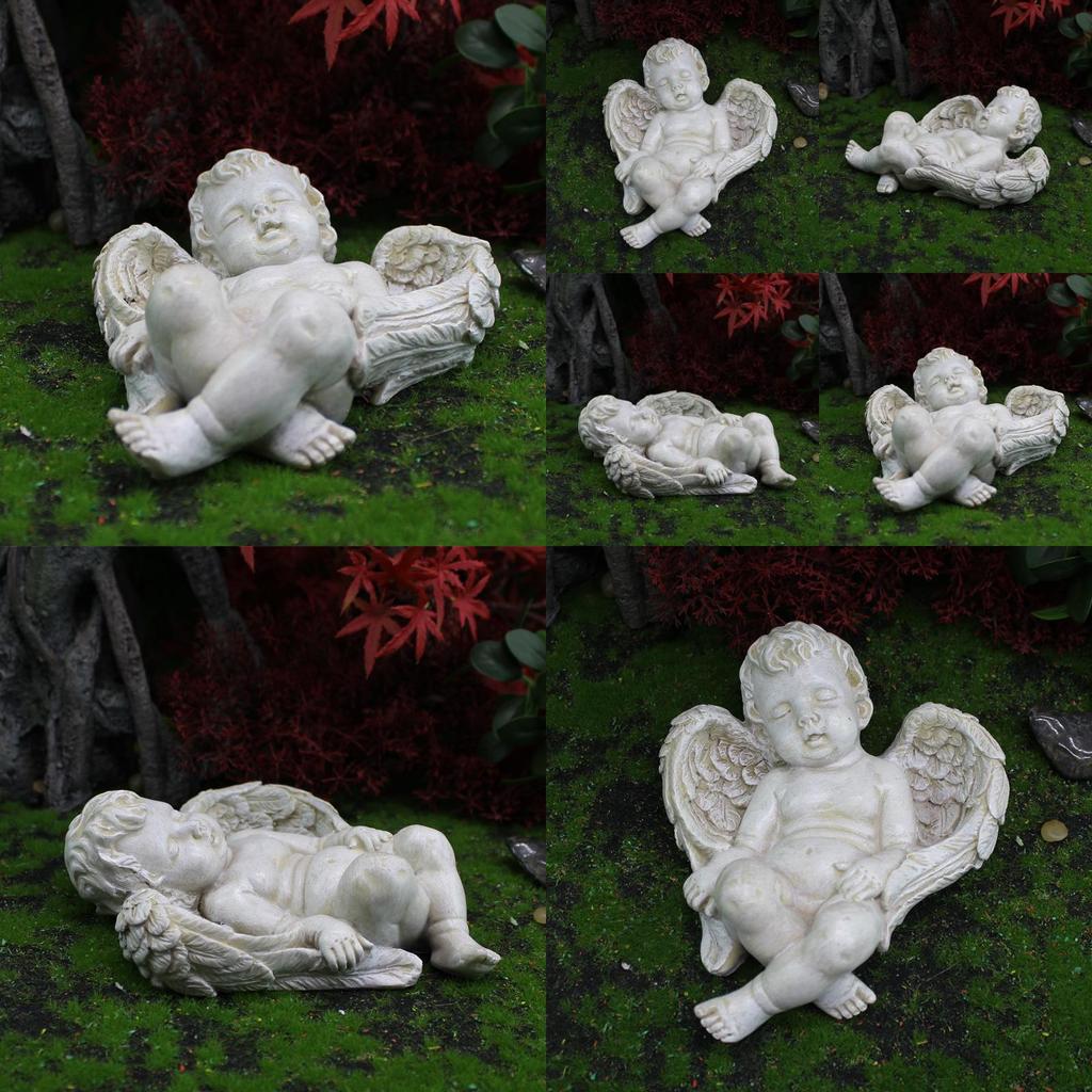 Angel Garden Ornament Resin Sculpture With Cupid Figure For Micro Landscape