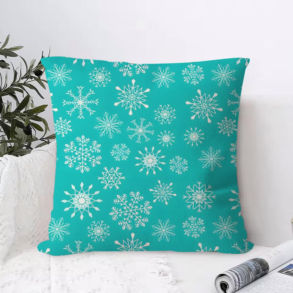 C-Weihnachten Schneeflockenmuster Kissenbezug Quadratisches Kissen Schlafzimmer Sofa Freizeit Komfortkissen Wohnzimmer Heimdekoration