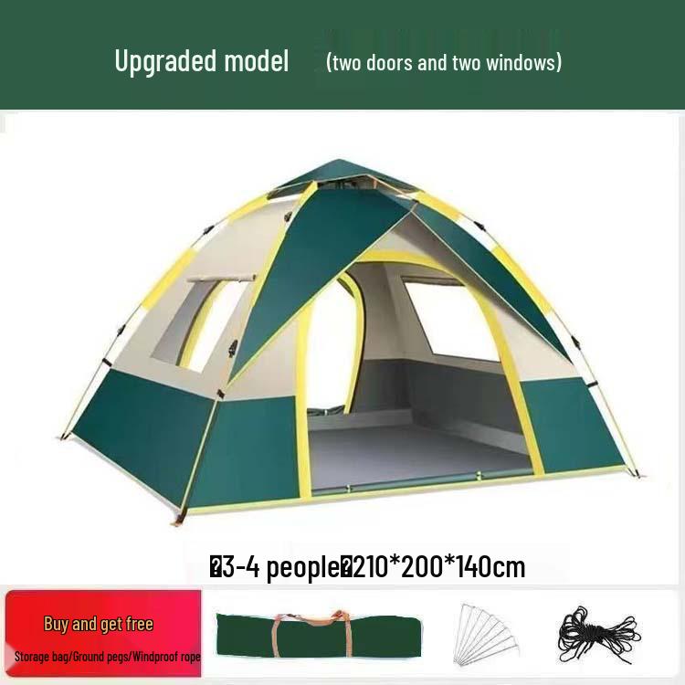 Mongolian Yurt Outdoor Tent: Automatic Setup, Sun/Rain/Insect Protection, Fits 3-4 People