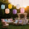 Easy Assemble Paper Lights 6Pcs Foldable Pastel Lanterns, Long Winter Melon Shaped Hanging Ceiling Decorations Decor for Wedding Birthday Party,