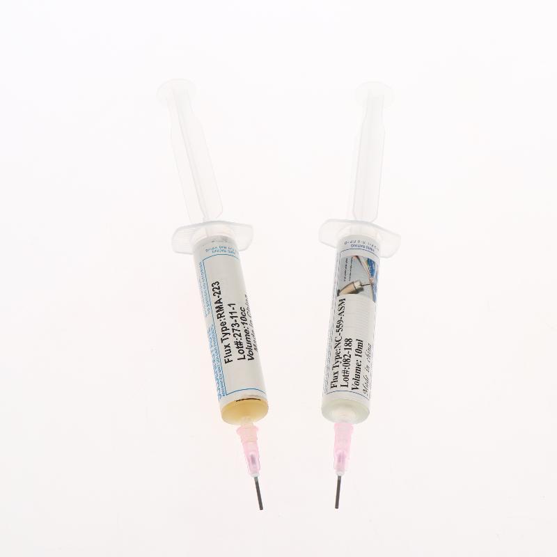 Syringe Solder Paste Flux With Plunger Needle Tip Easy Control No Waste No Clean Soldering Flux For Bga Pga Sm