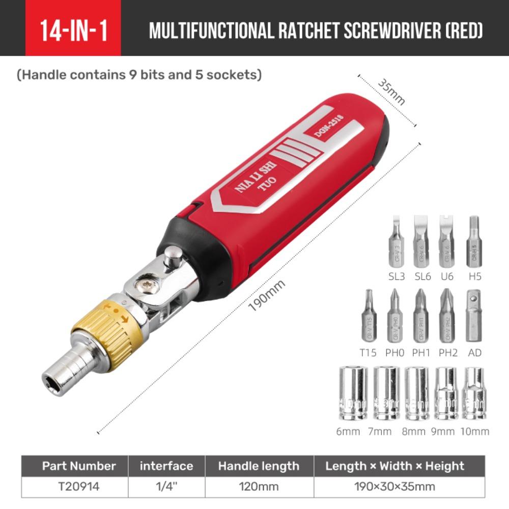 14 in 1 Ratchet Screwdriver Set Multi-function Portable Universal Dual-purpose Screwdriver Hand Repair Tool