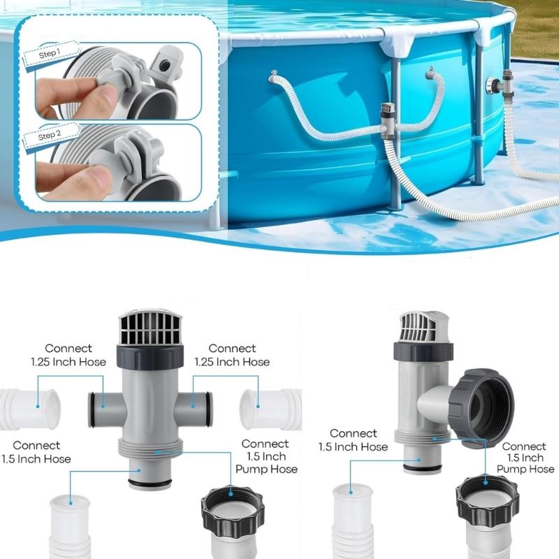 Split Hose Plunger Valves Set with Adapters Suitable for Pool Pump Systems Water Flow Control and Leak Prevention