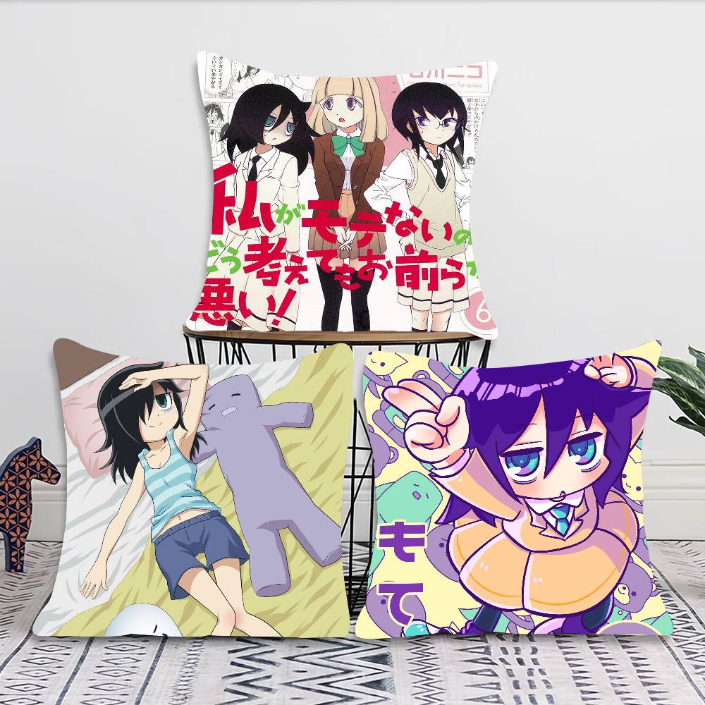 Anime Watamote K-Kuroki T-Tomoko Pillow Case Fashion Square Pillowcase Bedroom Sofa Room Ins Decoration Leisure