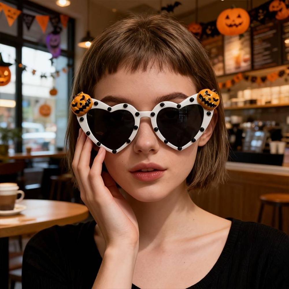 Creative Halloween Heart Pumpkin Glasses Plastic Bat Shaped Sunglasses  Halloween Party