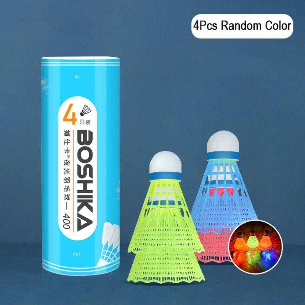 2/3/4/8 peças de peteca de plástico para badminton com iluminação para badminton em ambientes internos e externos à noite