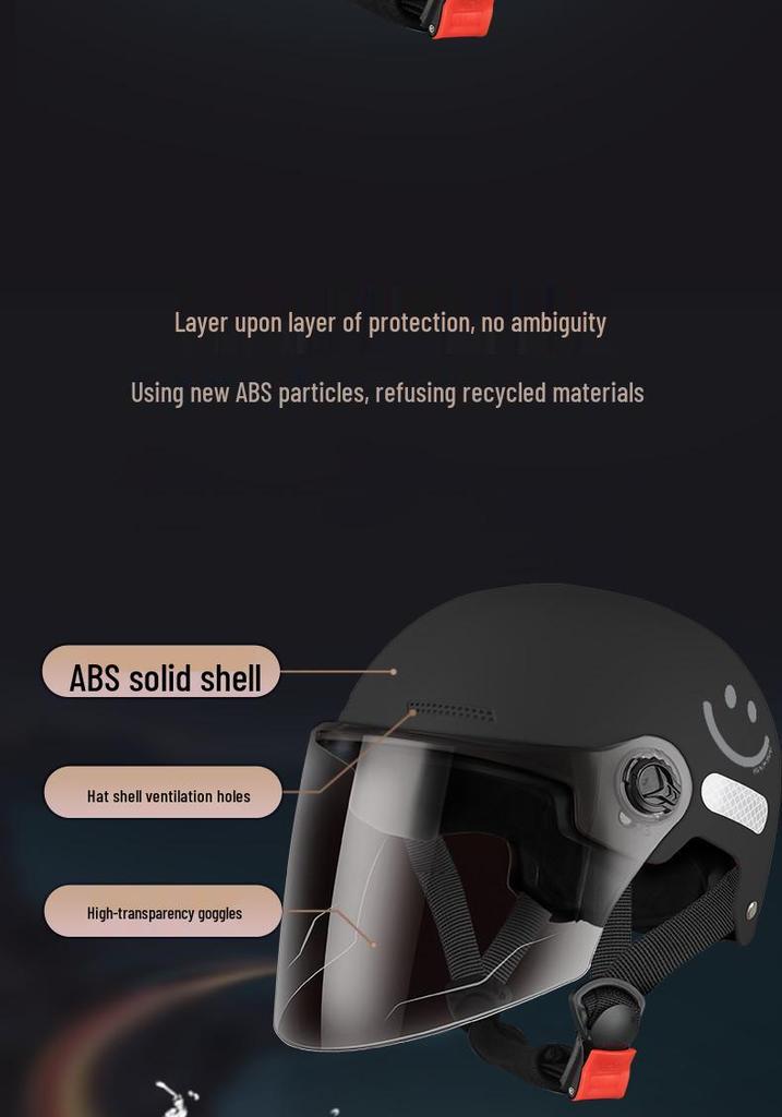 Certified New Smiley Face Helmet for Electric Scooter & Motorcycle - Summer Sun Protection, Half Coverage