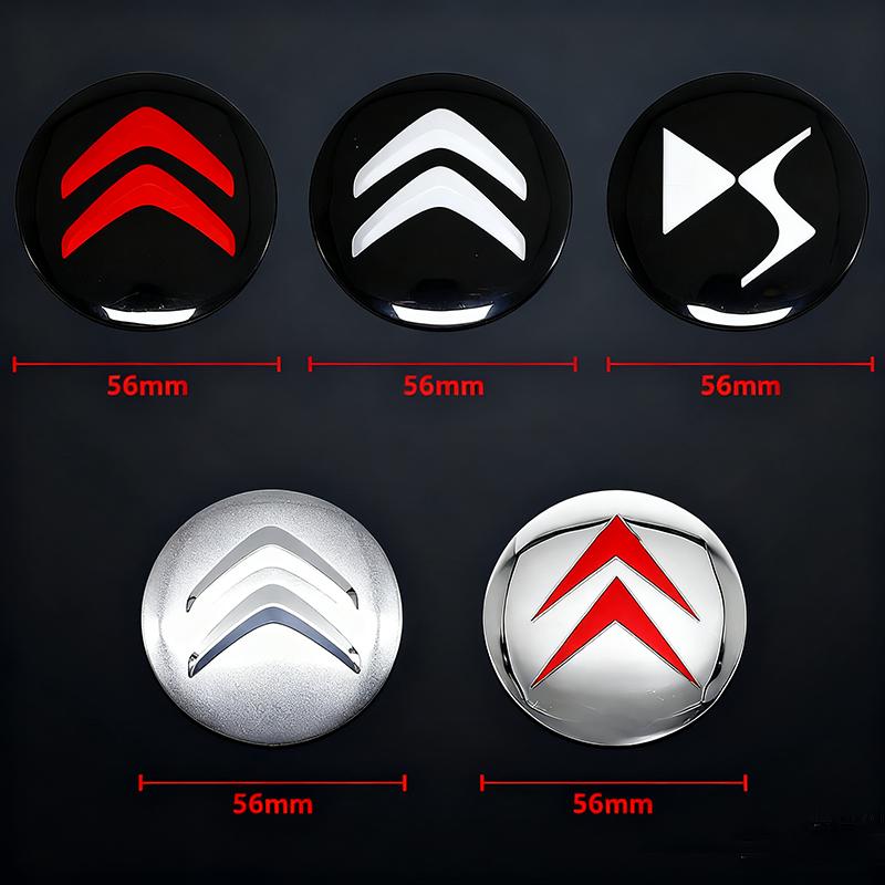 CITROËN 56mm Wheel Center Caps Stickers 3D Alloy Logo Emblem Badge Hub Decal for C3 C4 C5 C6 Berlingo Picasso (Set of 4 Pcs)