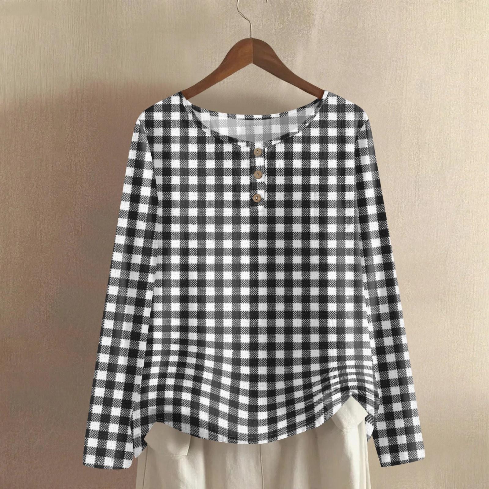 

Женская модная и повседневная рубашка с длинным рукавом, круглым вырезом, однотонная, из хлопка и льна, блузка-топ XXL