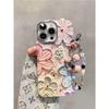 Blue Light Oil Painting Floral Phone Case for iPhone 16 Pro Max - Korean Style Fine Hole Feather Yarn Design