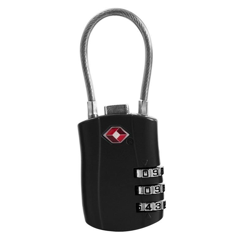 Kombinacyjny zamek celny TSA do walizki/torby podróżnej - Kłódka z linką stalową 02ST
