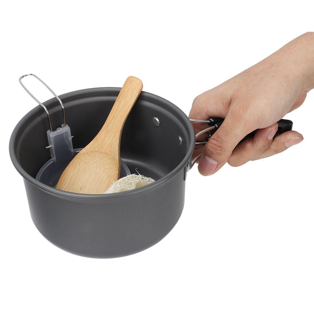 1 2 People Outdoors Portable Folding Pan Aluminum Alloy Cookware Picnic Hiking Camping Pot