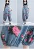 Mouhoukyo Denim Denim Loose Casual Cute Floral Sizes Women's Overalls, Wide-Leg Pants, All-in-One Pants, Fit, Jeans, Print, Spring, Summer, Autumn,