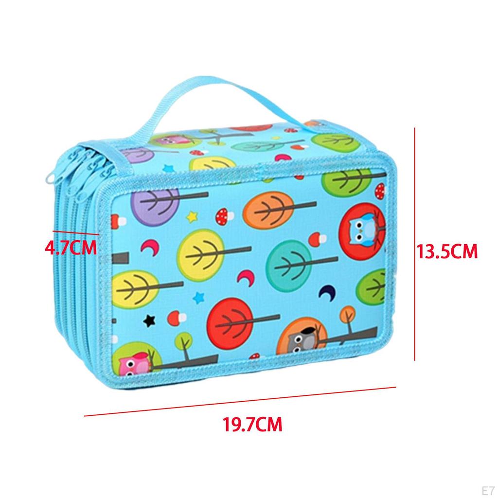 72 Slots 2 Layer Pencil Bag Stationery Makeup 7.87x4.92x3.15inch with Zipper Daily Use Big
