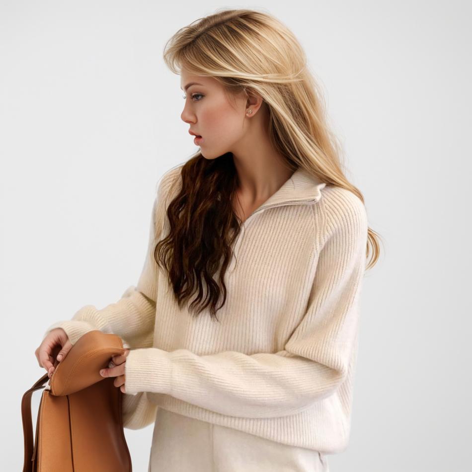 DIMANAF 2024 Осень Женские свитера Зимние пуловеры Топы Женские водолазки на молнии — фото 5