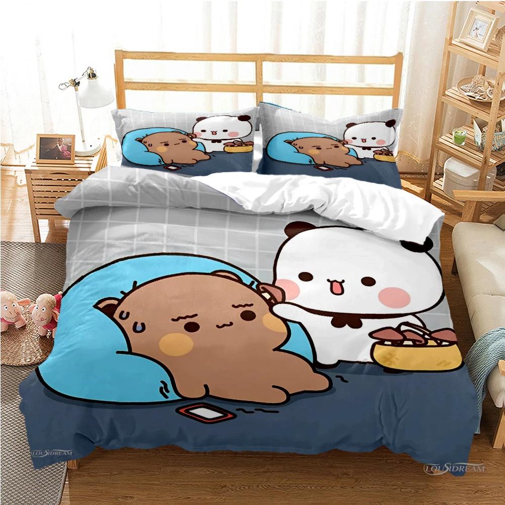 Roztomilý Bubu Dudu Kreslený Medvídek Panda Povlak na přikrývku Kawaii Soupravy povlečení Měkké povlaky na přikrývku a povlaky na polštáře Single/Double/Queen/King Boys