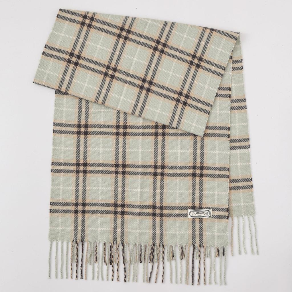 Winter new versatile plaid scarf women's color matching warm fringed scarf checkerboard high-end imitation cashmere scarf