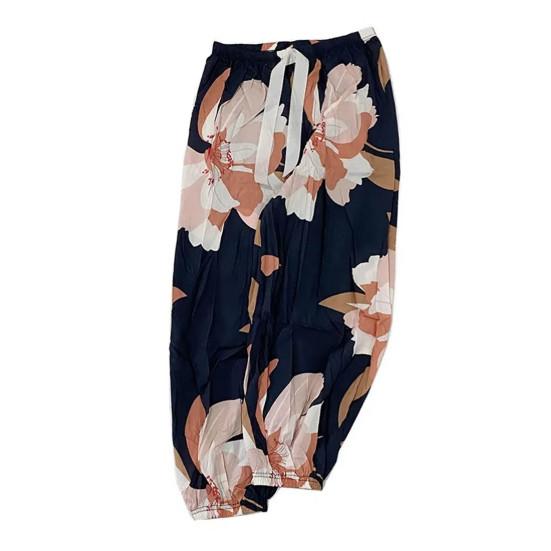 Pantaloni estivi da donna Pantaloni larghi con coulisse in vita elastica Pantaloni da spiaggia con stampa floreale Pantaloni casual da viaggio per il tempo libero