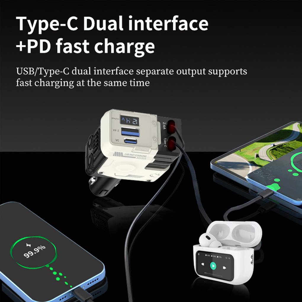 ABS Super Fast Car Charger With Dual Type-C Interfaces And Intelligent Chip Car Charger Adapter
