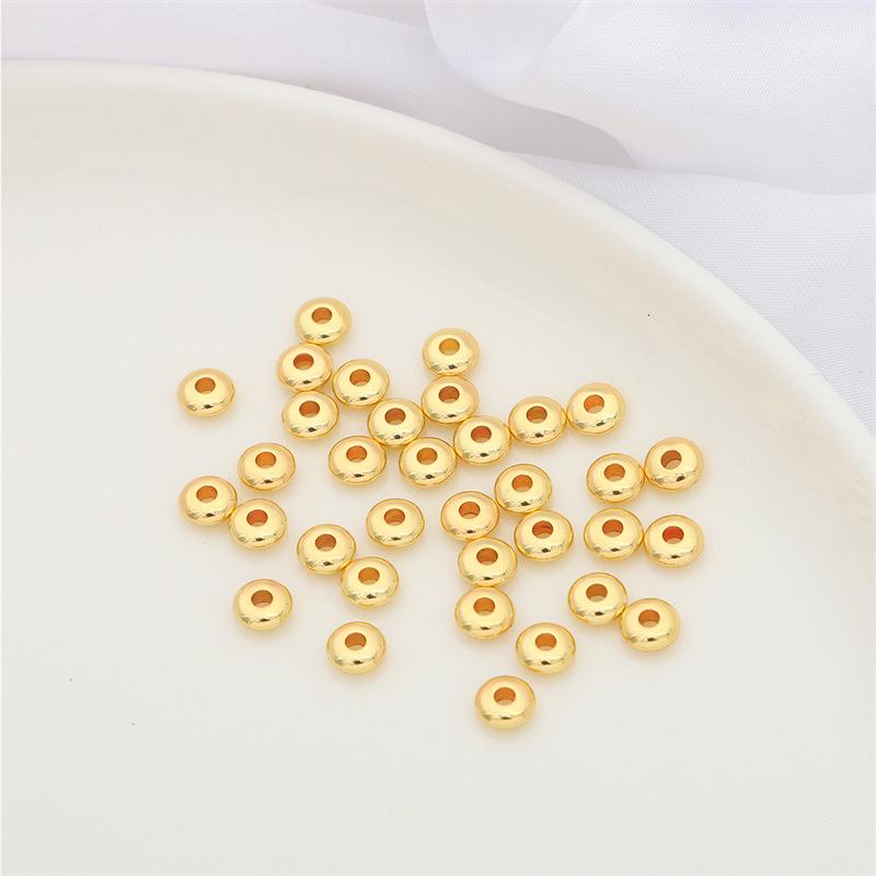 14K Gold-Plated Silver Tone Beads: Thick Spacer & Flat Loose Beads for DIY Jewelry and Bracelets