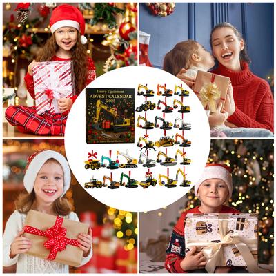 Calendário do Advento de Equipamentos Pesados 2025 Ornamentos de Veículos de Construção Planos 2D Calendário do Advento de Natal Calendário de Contagem Regressiva para o Advento