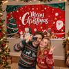 Santa Claus Wall Backdrop Christmas Banner, 71x43 Inches Sleigh Reindeer Snowman for Winter Wonderland Reusable Holiday Party Decorations, Indoor