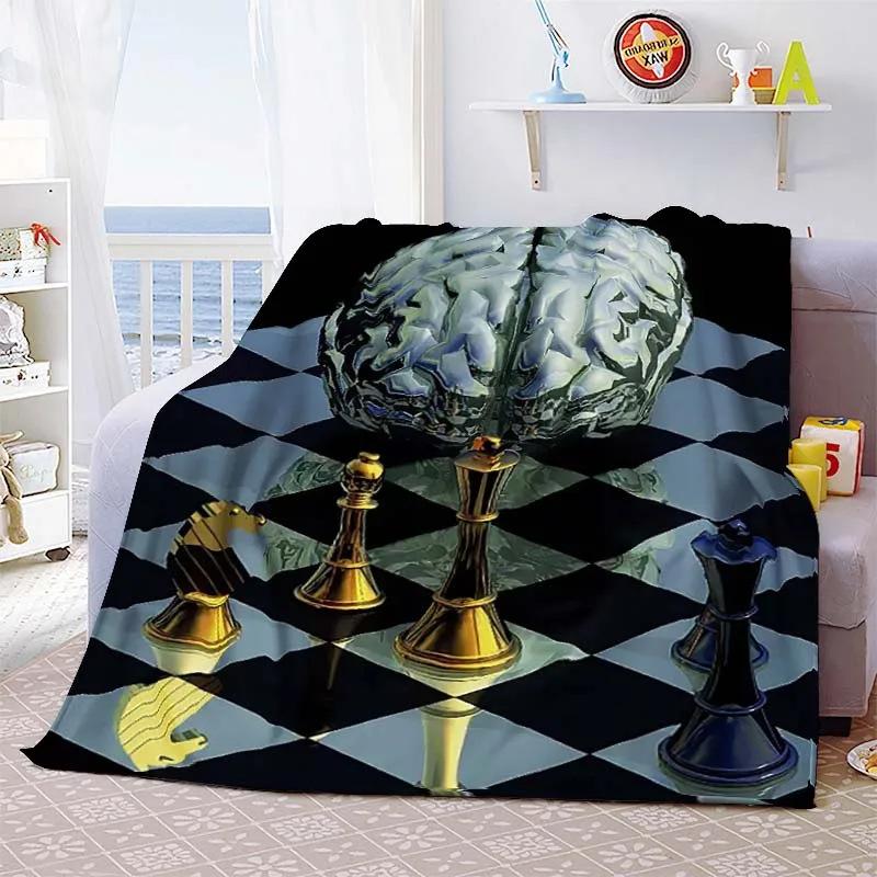 Chess Printed Flannel Blanket Chess Lovers Gift Blanket Blanket