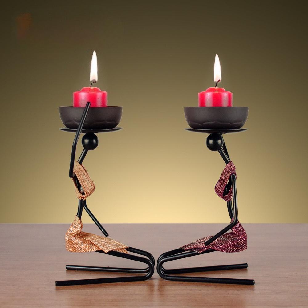 1Pc Black Kneeling Girl Dining Table Candlestick Ornament