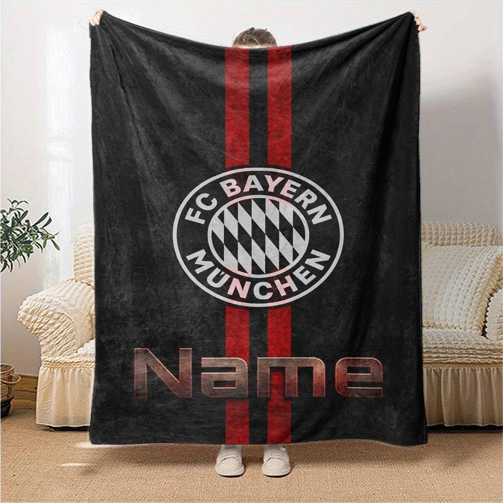 Custom Name Bayern Munich Theme Printed Blanket Perfect For Couch Bed Travel Outdoor Use Machine Washable Cozy Durable