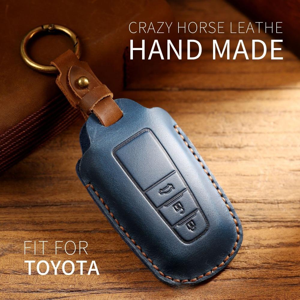 Genuine Leather Key Cover for Toyota Sienna Alphard Highlander Camry Previa Key Fob Protector