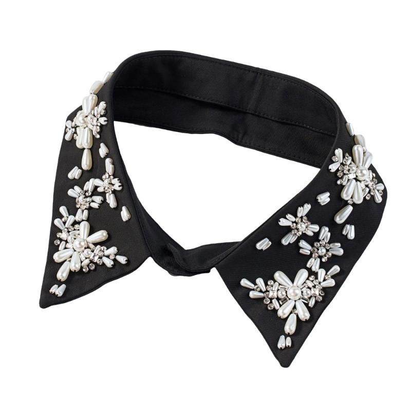

Detachable Lapel Collar False Elaborate Girls Collar Accessory Jeweled Collar Rocker Art Decorative False Shawl чорний