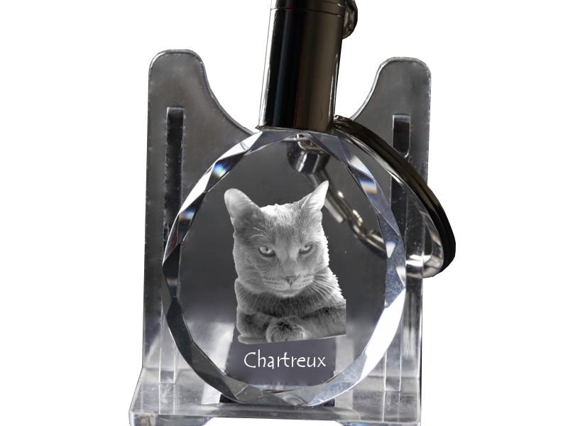 Chartreux - Přívěsek s obrázkem kočky, křišťálový přívěsek na klíče v dárkové krabičce, jedinečný dárek od značky Art-Dog