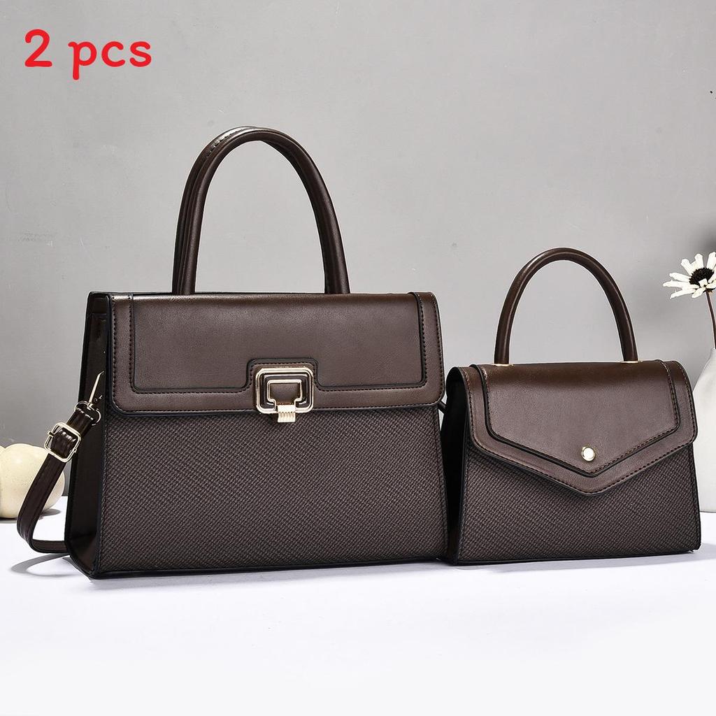 Womens Handbag Set Pu Lock Closure With Inner Pockets For Daily Use