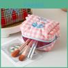 Polyester Cute Plaid Makeup Bag With Bow For Travel And Dorm Use