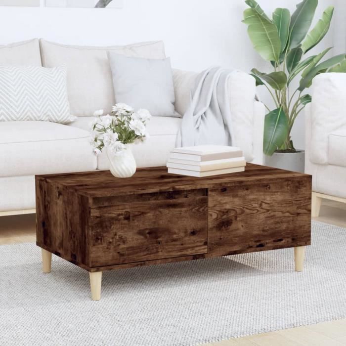VidaXL Coffee Table Smoked Oak 90x50x36.5 Cm Engineered Wood 821113