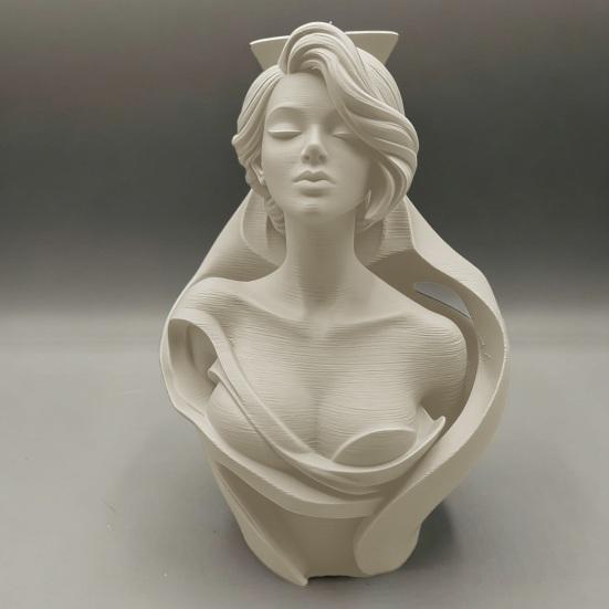 3D Printed Human Bust Vase Artistic Sculpture Planter for Succulents Matte PLA Desktop
