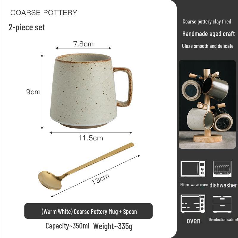 Japanese Retro Ceramic Mug Set – Creative Household & Office Coffee Cups with Gift Box
