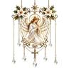 Stained Glass Angel Window Hanging Effect Blessing Suncatcher, Acrylic Prayer Space Ornament with Faux Crystal Charm for Home Garden Decor