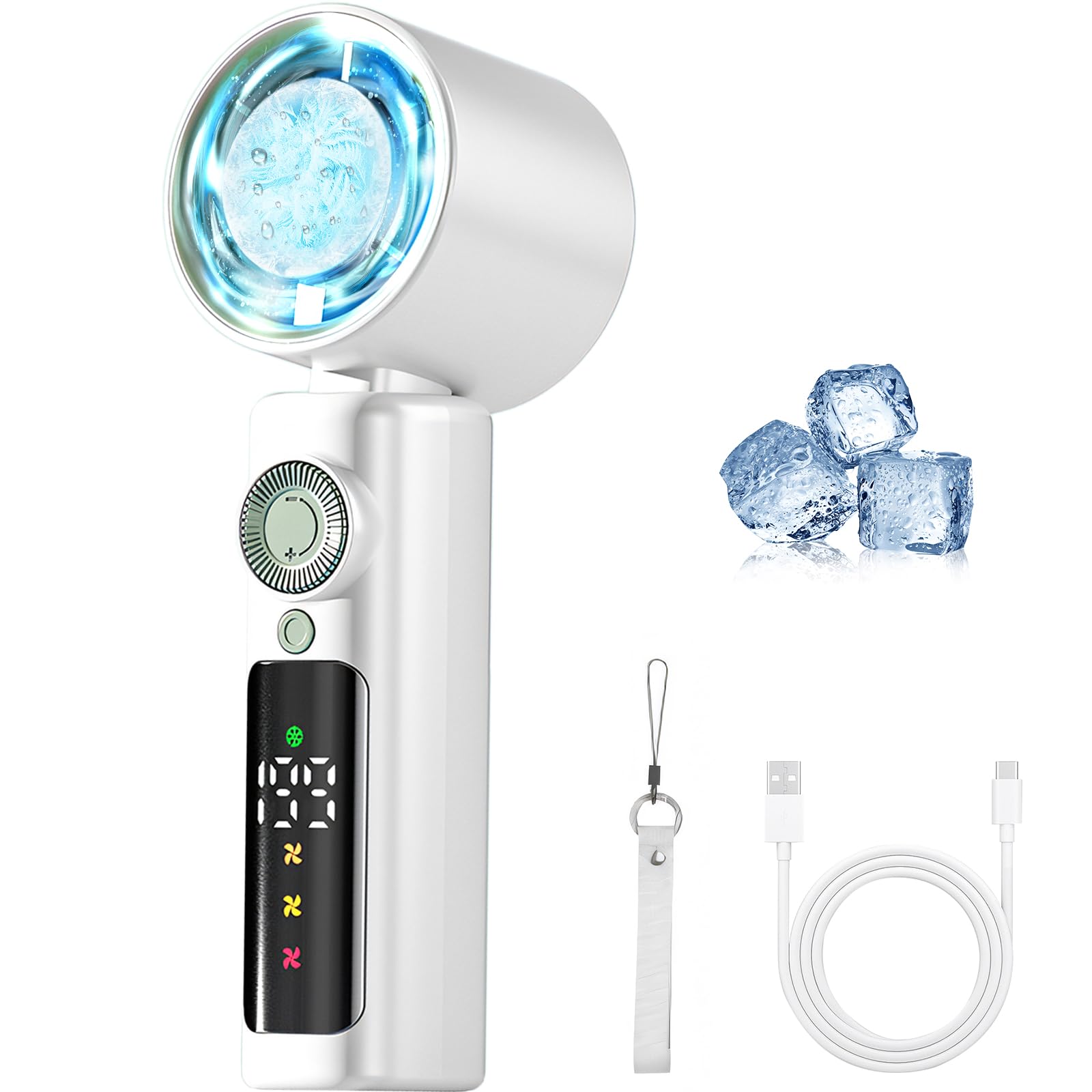 

Ручной вентилятор [Модель 2025 года] Шейный вентилятор с мгновенным охлаждением до -20°C, Элемент Пельтье, Охлаждающая пластина с полупроводниковым чипом, Суперсильный ветер 5,8 м/с, 6000 мАч