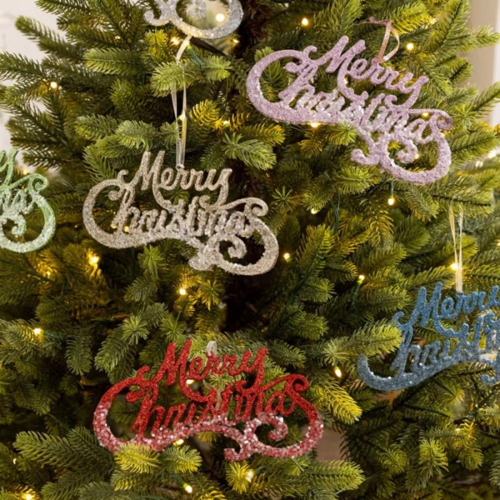 Glitter Christmas Merry Letter Sign Dazzling Xmas Tree Hanging Ornament Wreath