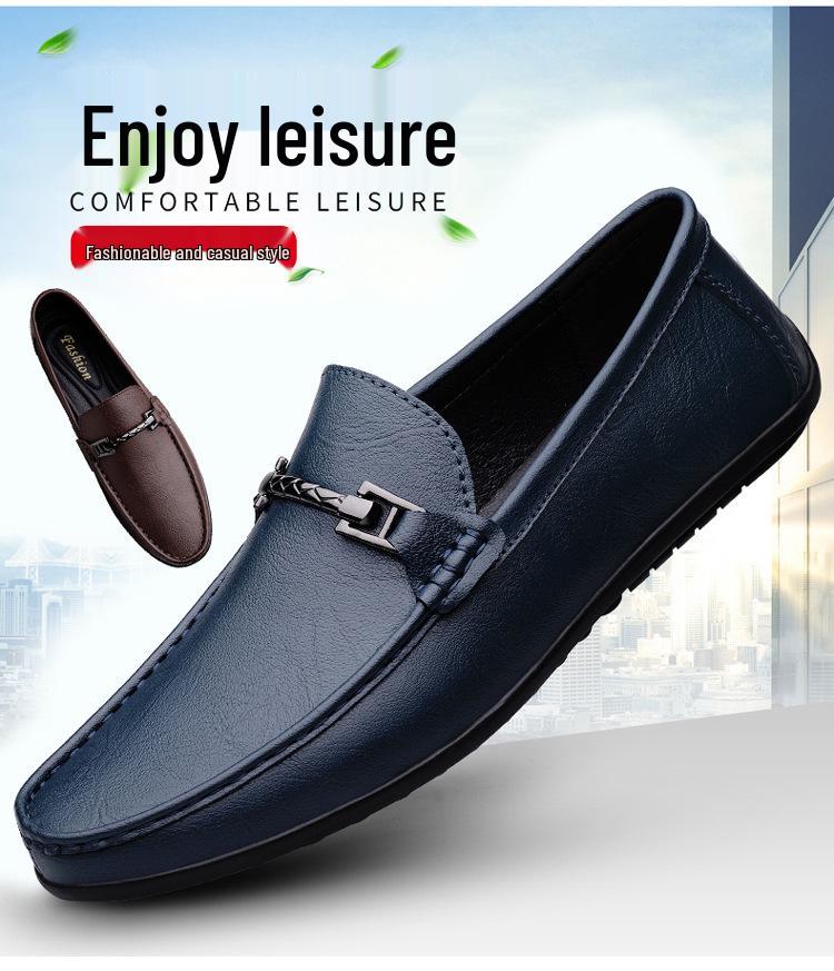 Men's Genuine Leather Slip-On Driving Shoes - Soft Sole, High-End Feel, Large Size