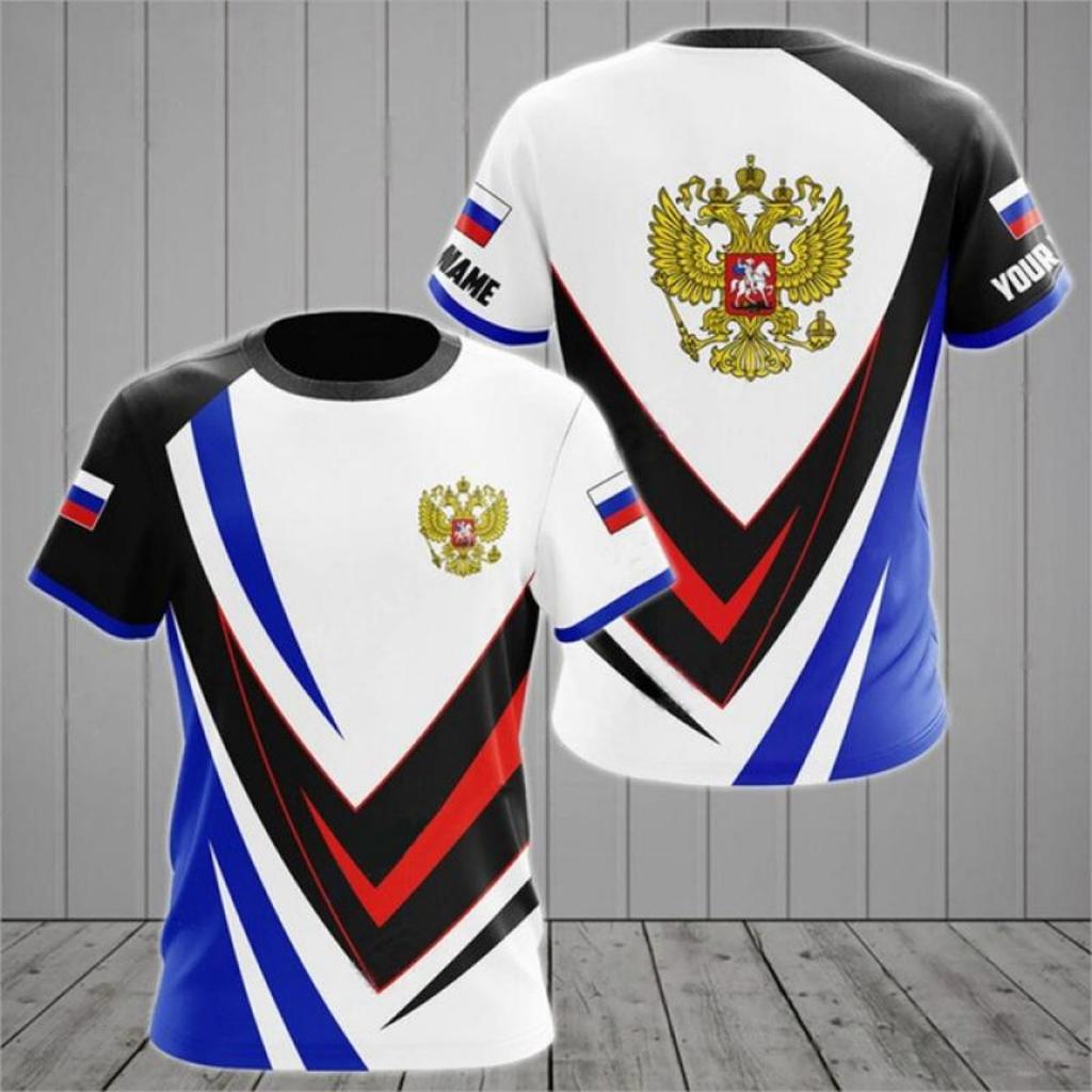 Russian Flag Printing Men's New Short-sleeved O-neck Shirt Men's T-shirt Sports Cool Oversized Clothing