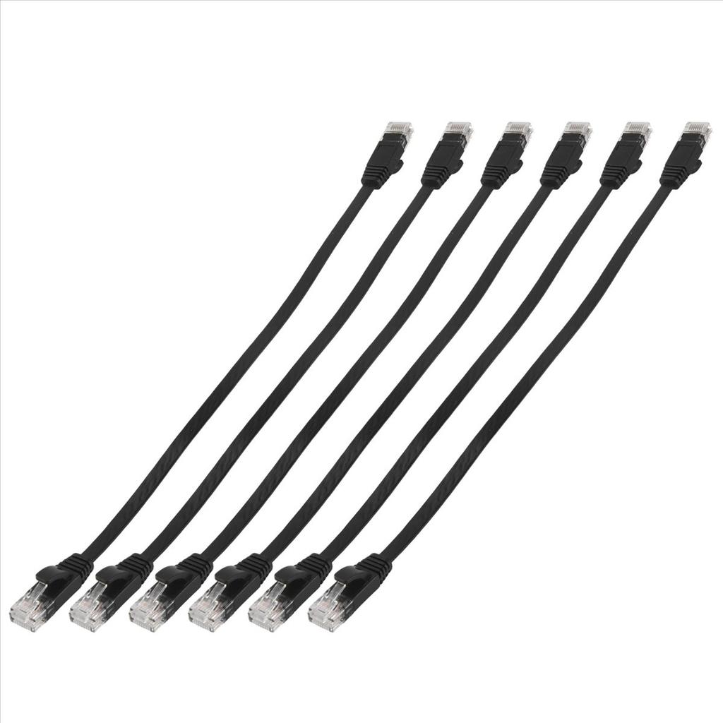 6 Pcs 1 Ft Flat Internet Network Cable Solid Cat6 High Speed Patch Lan Wire With Snagless Rj45 Connectors