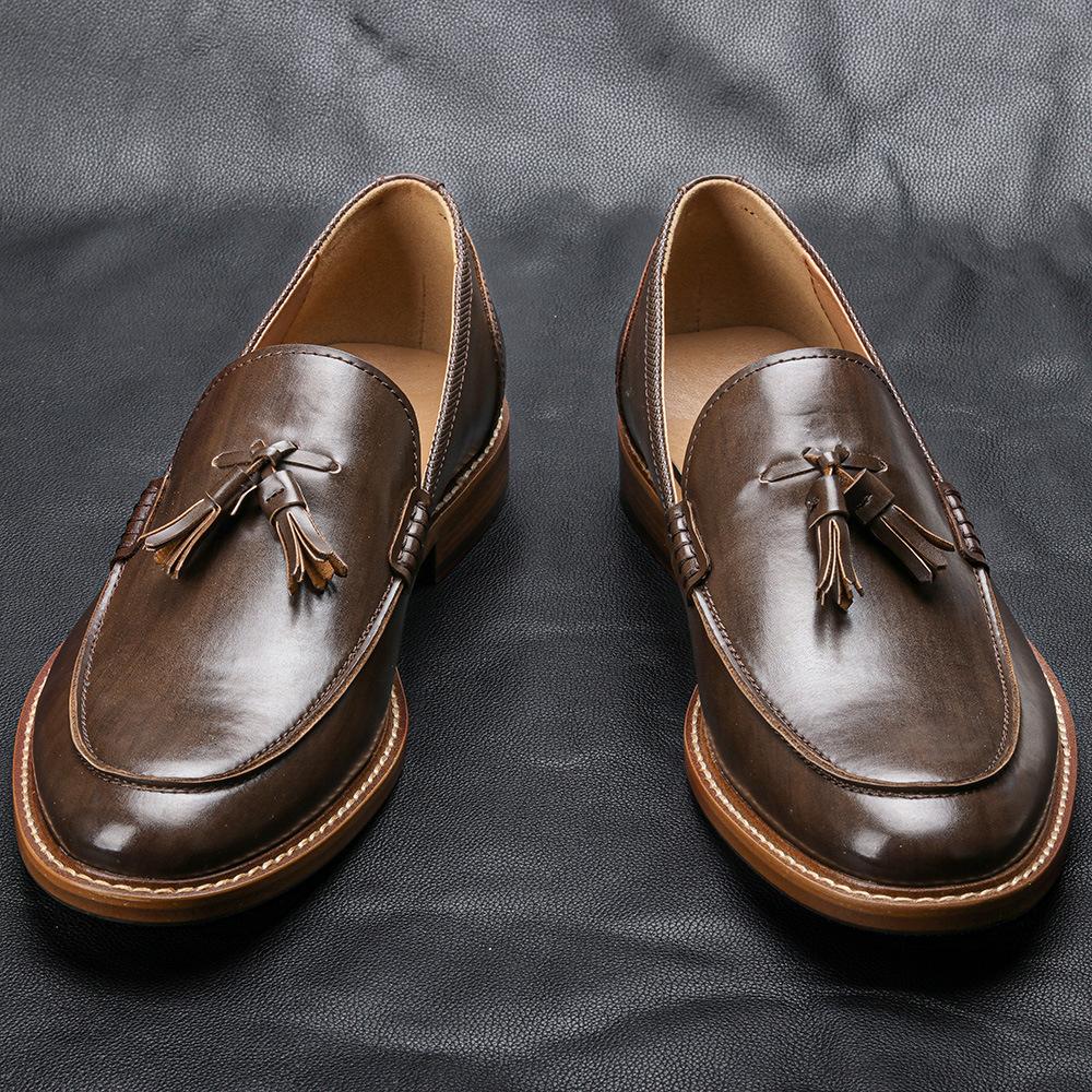 Fashion Men's Casual Business Leather Shoes Mens Slip-on Comfortable Tassels Loafers Men Outdoor Driving  Flats