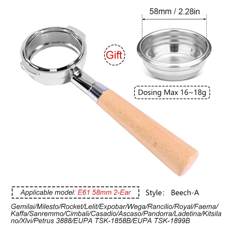 

58MM 2 Ears Coffee Bottomless Portafilter Naked For E61 EXPOBAR /Gemilai With Filter Basket Espresso Machine Accessories Tools