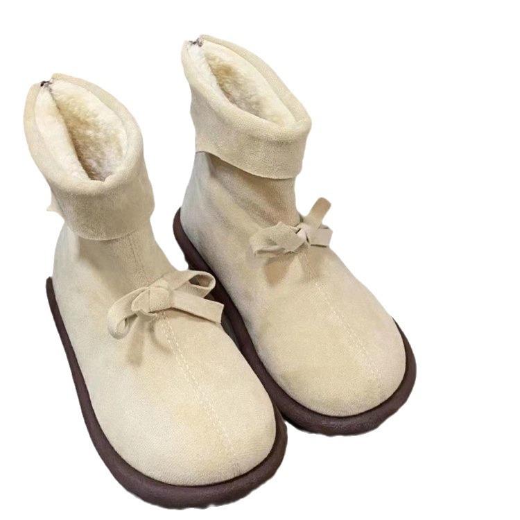 Non-slip thick-soled snow boots for women, winter velvet and thickened new models, warm one-pedal cotton shoes for women