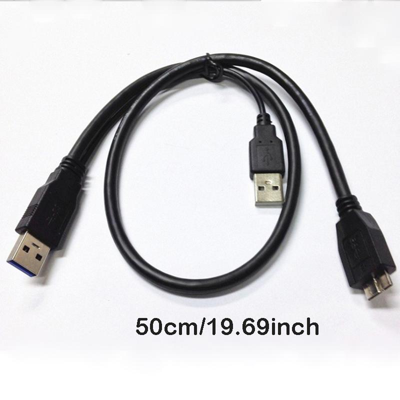 HDD Hard Drive Power Cable USB 3.0 Male To Micro B Male Y Wire Splitter with Extra USB Power Cord Adapter Dual USB Extend Line