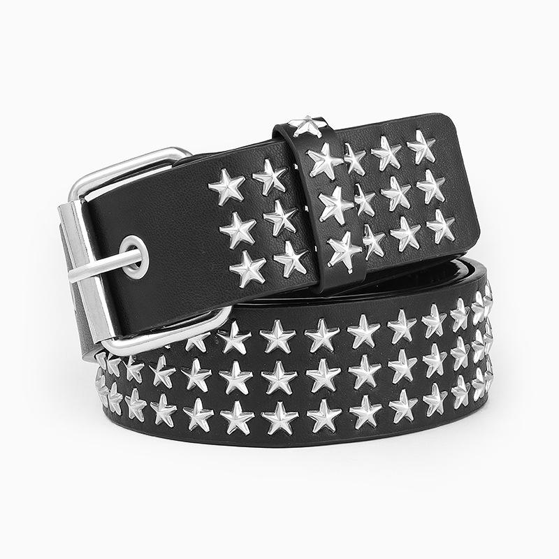 

New Women s Punk Style Rivet Star Waist Belt with Jeans & Leather Decor 110CM